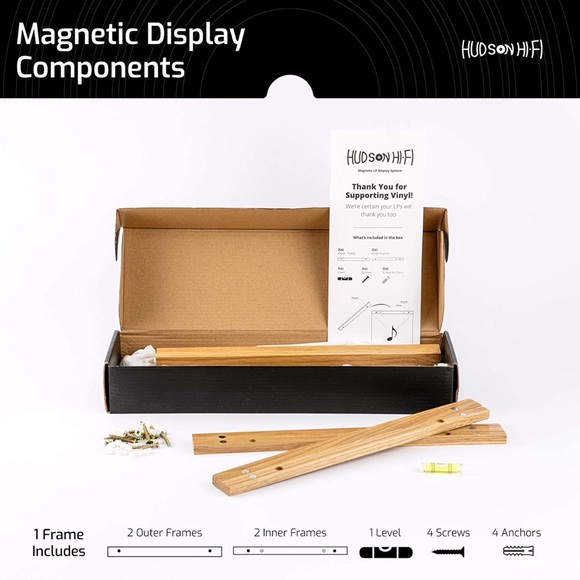 Modular LP Vinyl Record Wall Mount Display System Shelf Magnetic Holder Oak Wood - Picture 4 of 7